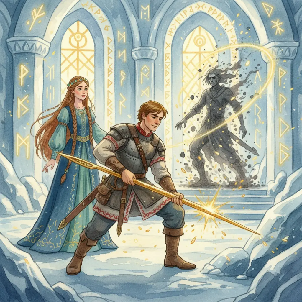 Иван-царевич ломает иглу Кощея и освобождает Василису